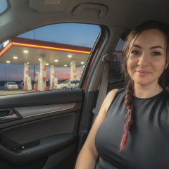 Жінка з інвалідністю заправляє авто без черги