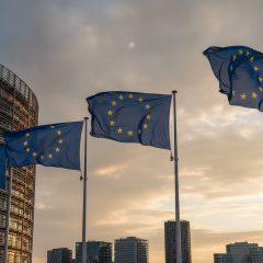Логотип Єврокомісії та Українського прапору