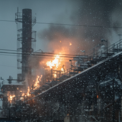 Russian military destroyed equipment at the Kherson thermal power plant