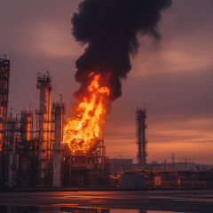 Strike on the oil refinery and airport