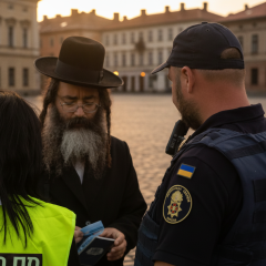 Ukrainian National Guard and Israeli Police in Uman