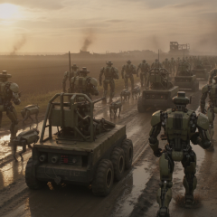 Military robots on the front line