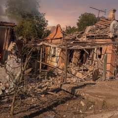 Damaged houses in Sloviansk community