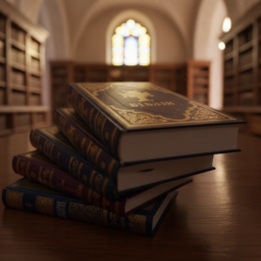 People reading the Bible in a church