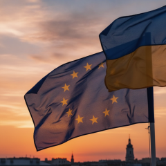 Прапор ЄС та карта України