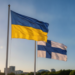 Flags of Finland, Sweden, and Ukraine