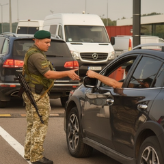 Водій і пасажири виходять з автомобіля