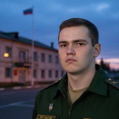 Сани и спортсмен в армейской форме
