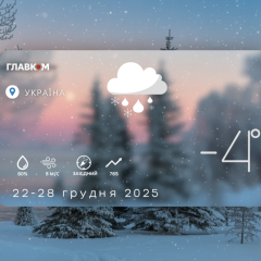 Прогноз погоди на тиждень 22–28 грудня 2025