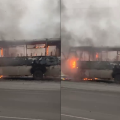 Пассажирский маршрутка во пламени