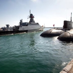 Російська підводна лодка в Середземному морі