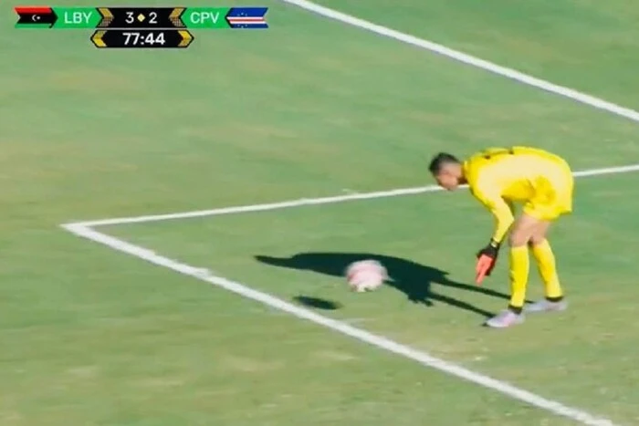 Libyan national team player in goal