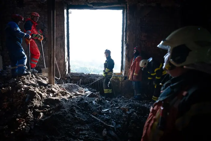 Cabinet building after being shelled by the occupiers