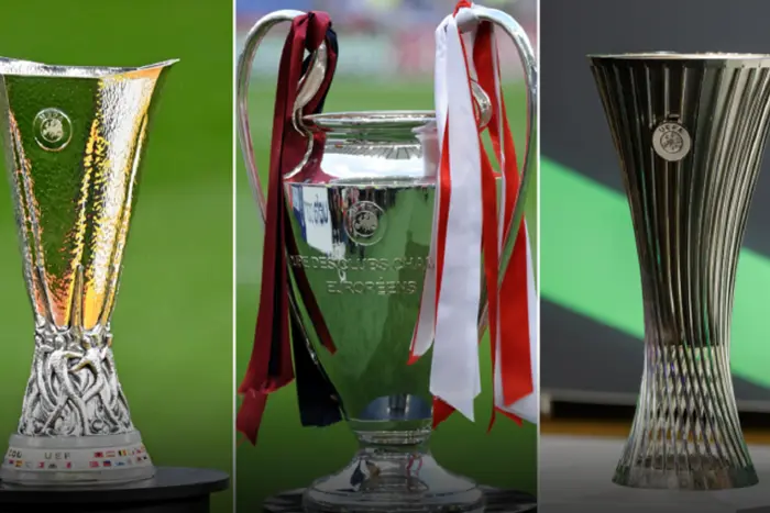 Логотипы еврокубков и украинские флаги