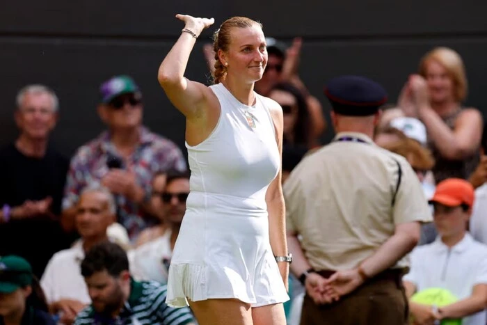 Czech tennis player playing on the court