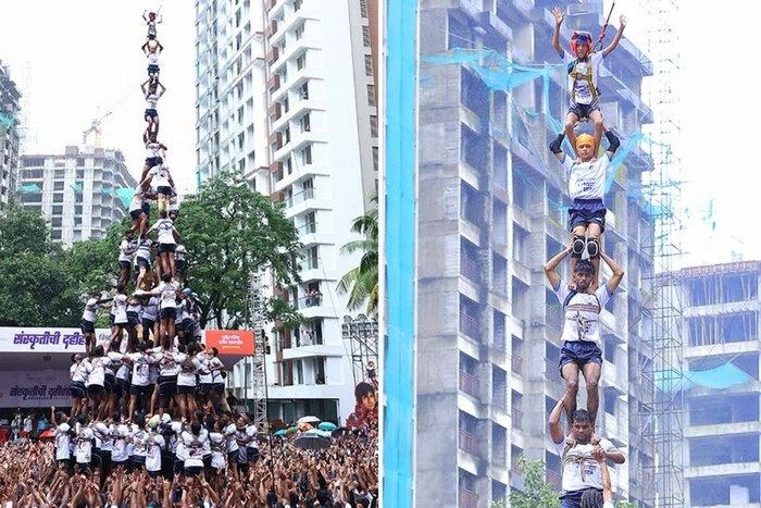 Human pyramid in India