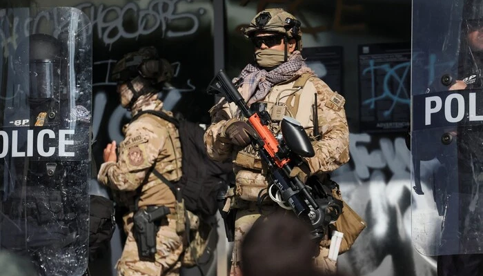 Протесты в центре Лос-Анджелеса