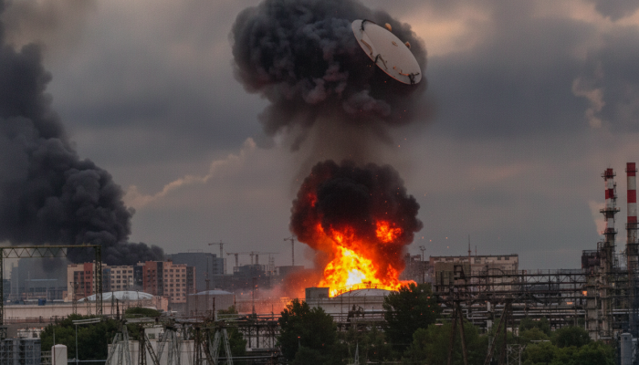 Фото Московского НПЗ после атаки дронов
