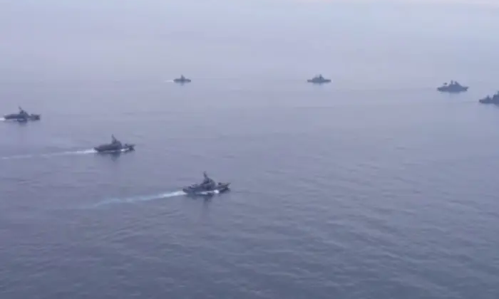 Russian naval exercises at sea
