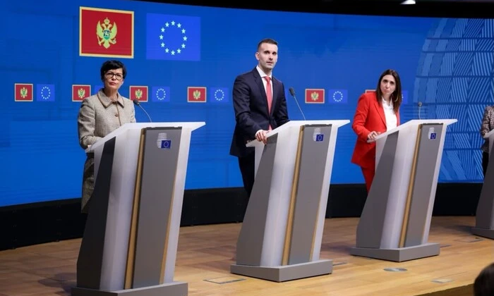 Montenegro flag with EU flag