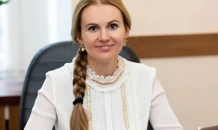 Anna Skorokhod at a press conference