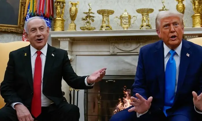 Netanyahu and Trump at the meeting