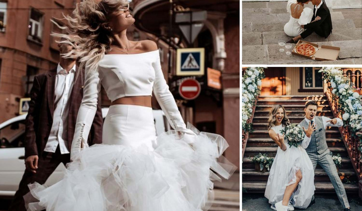 Свадебное платье с цветочными орнаментами