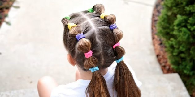 Натуральна дитяча стрижка з коси і квітами