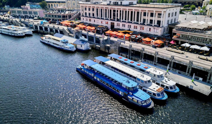Diverse river transport in Kyiv