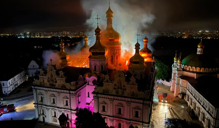 The Assumption Cathedral of the Lavra was damaged by a direct drone strike