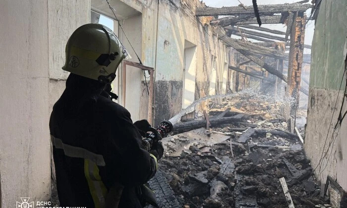 Здание ГСЧС в Кропивницком после атаки