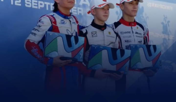 Lev Krutogolov on the podium at Champions of the Future final
