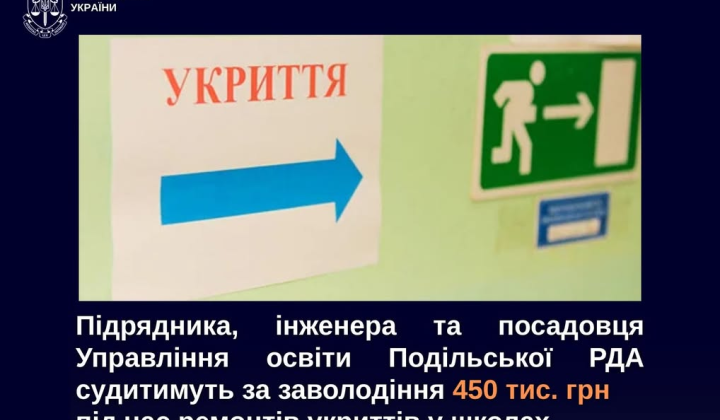 Київська прокуратура скерувала справу до суду: 450 тисяч гривень розкрали під час ремонту шкільних укриттів