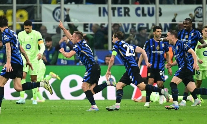 Спортсмени з команди «Інтер» у матчі