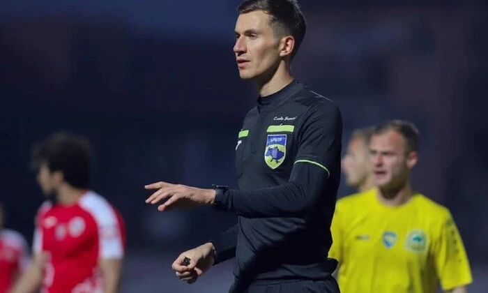 Ukrainian referees at a football match