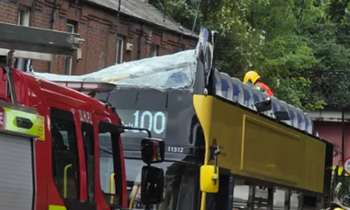 Bus crashed into a bridge: injured passengers