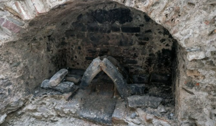 Heating system in medieval monastery