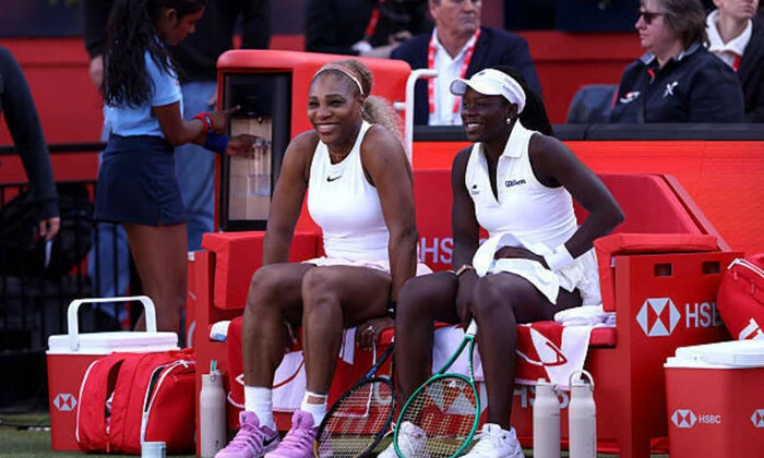 Serena Williams celebrates victory post retirement