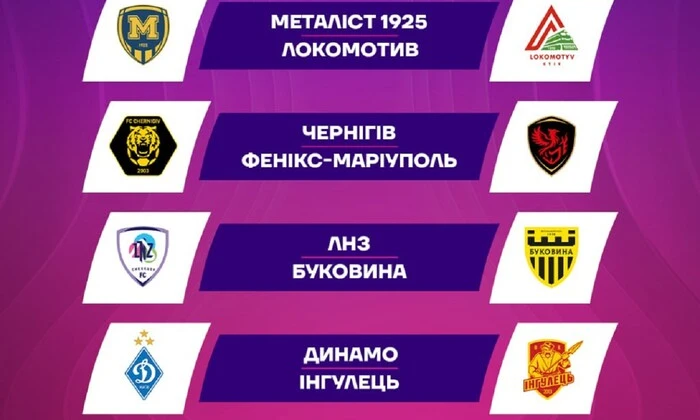 Результати жеребкування 1/4 фіналу Кубку України