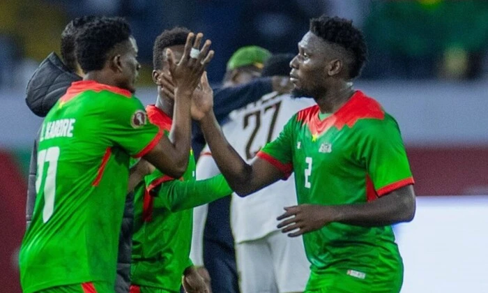 Traore scores a goal for Burkina Faso