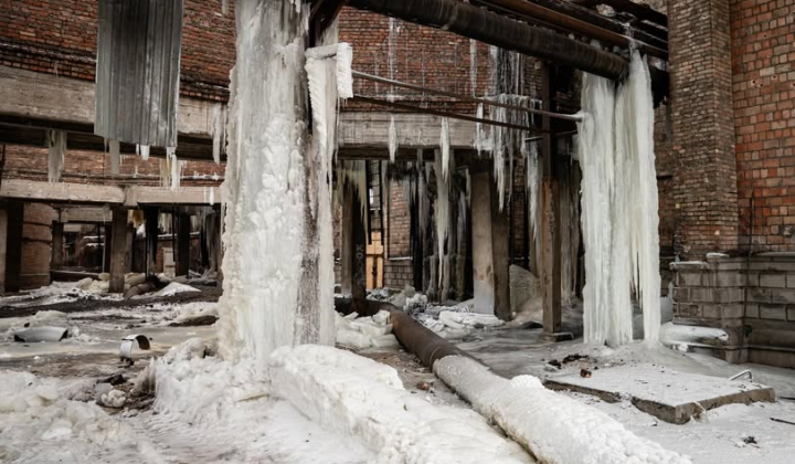 Destroyed Darnytsa Combined Heat and Power Plant after Russian attack