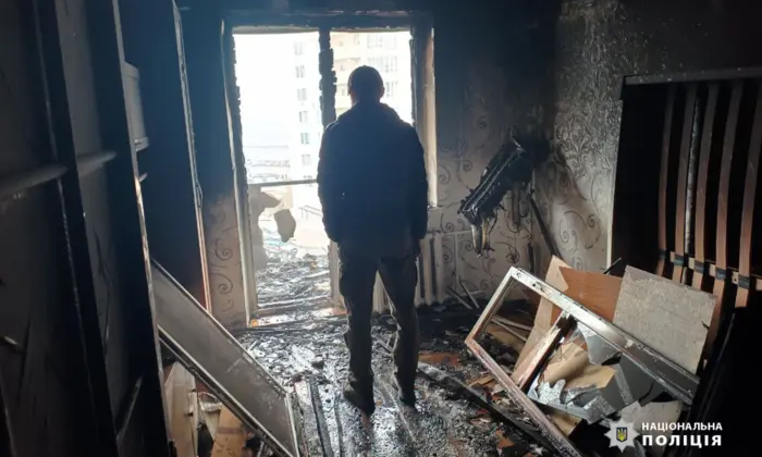 Пожар в многоэтажке в Черкассах