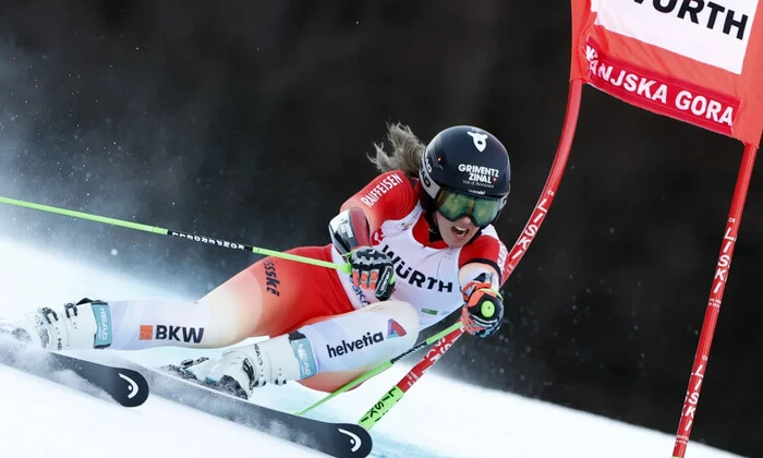 Camilla Rast celebrates her victory