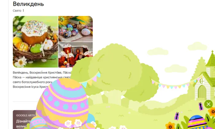 Святкова анімація Великодня 2025 від Google