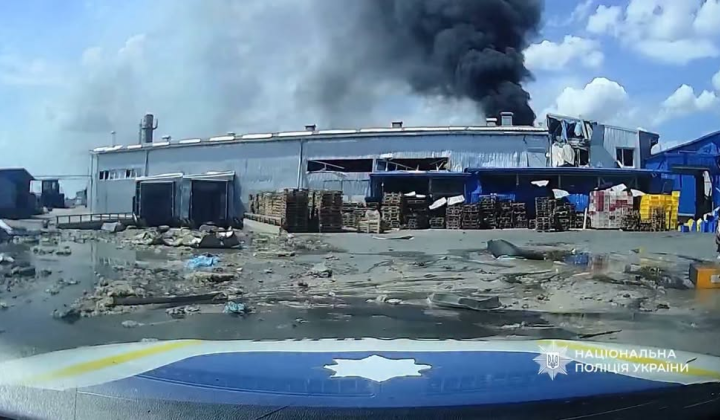 Impact of missile strike on Pavlograd