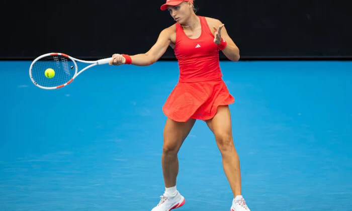 Yulia Starodubtseva on the court of Australian Open