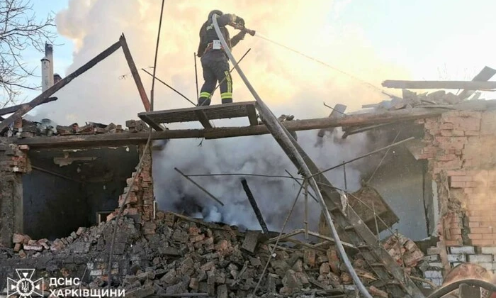 Село Лобанівка після авіабомбардування. Пошкоджено доми