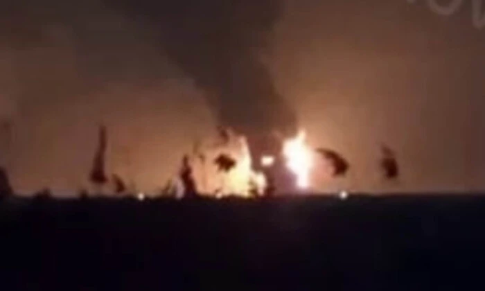 Взрыв на палающей нефтебазе на Кубани