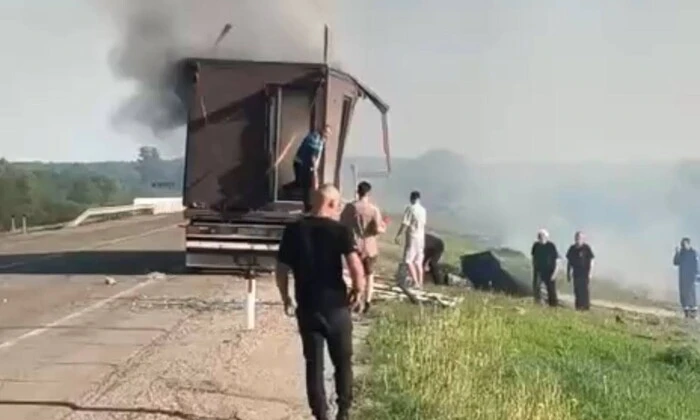 Одна из грузовиков взорвалась во время спецоперации