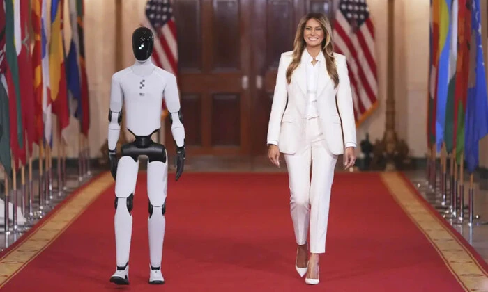 Melania Trump and Figure 03 robot at the White House